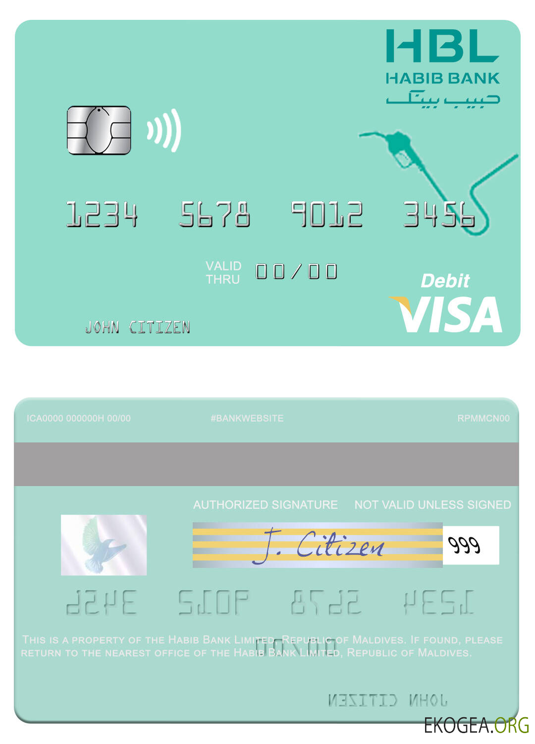 Carte de débit visa de la République des Maldives Habib Bank Limited